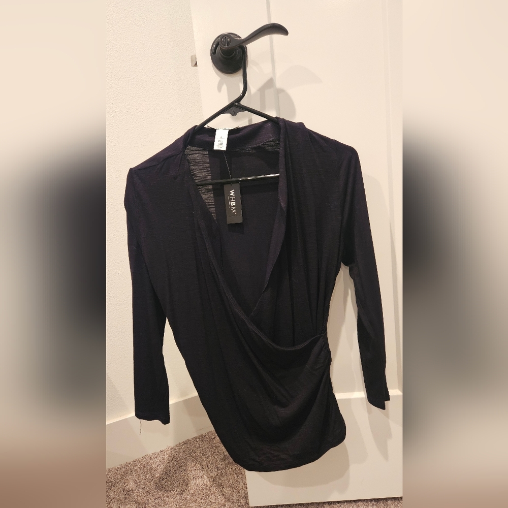 WHBM Elegant Black Drape Top